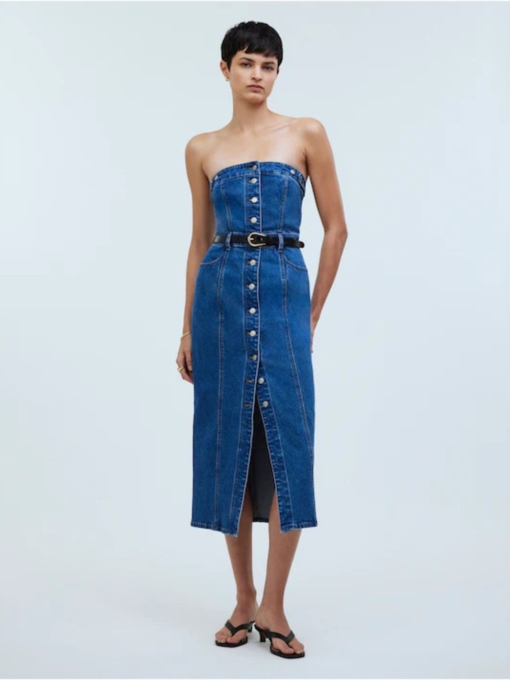 Madewell Denim Strapless Midi Dress in McCabe Wash - Size 4/6